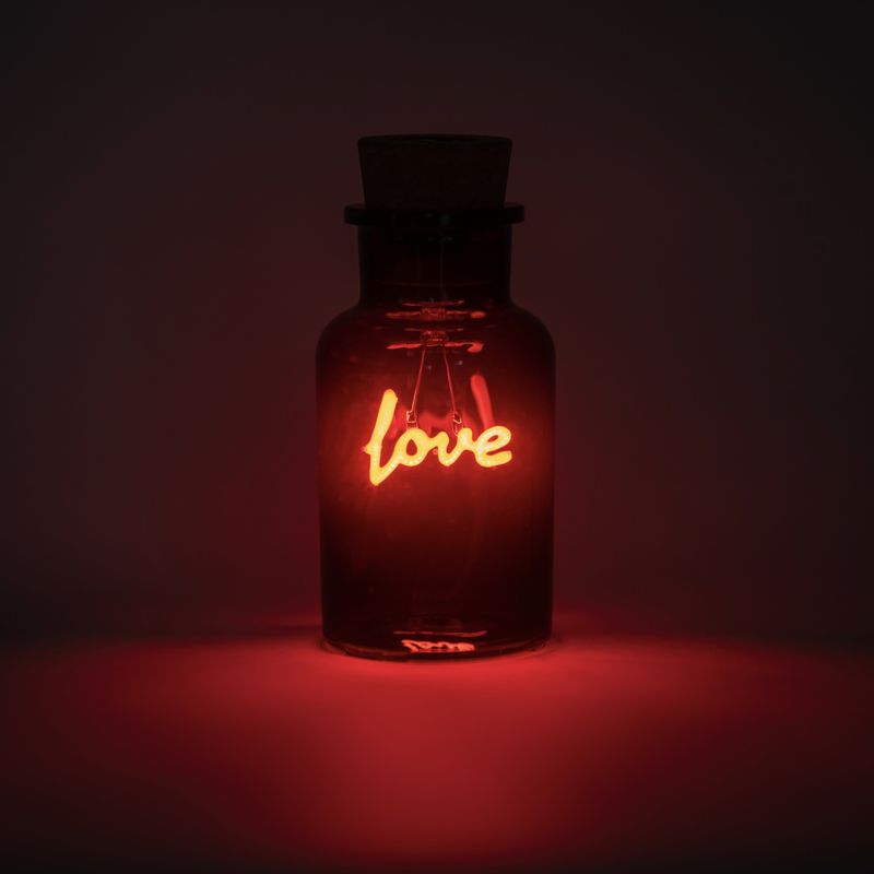 Love Neon Light in a Glass Bottle