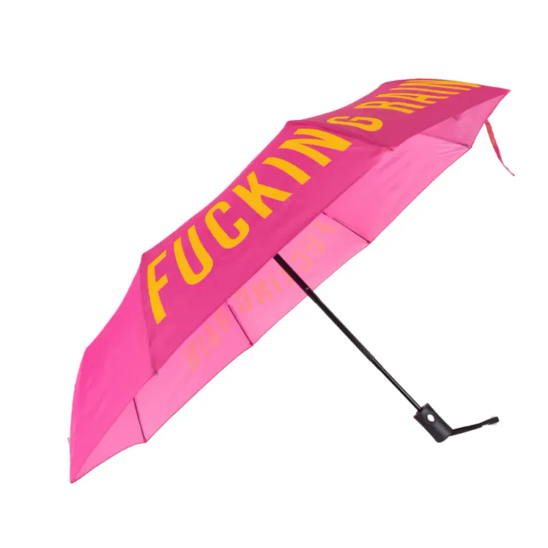 Sammenleggbar paraply «Fucking Rain» – rosa