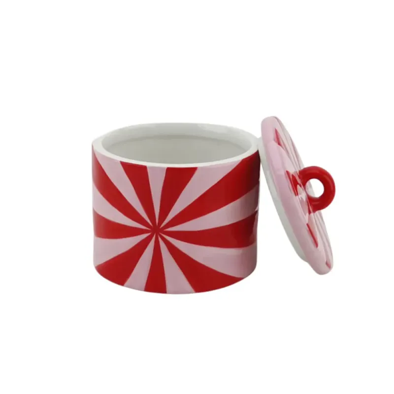 Deco Jar - Swirl - Dolomite - Red/Pink - 11x11x11,5cm