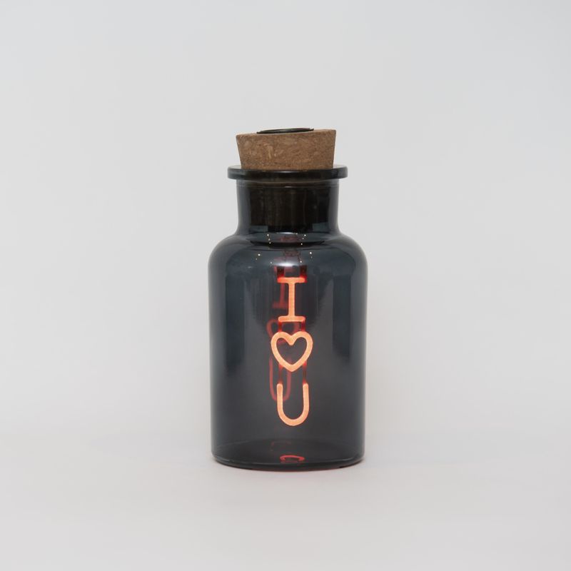 I Love You Neon Light in a Glass Bottle