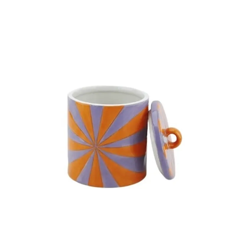 Deco Jar -Swirl - Dolomite - Orange/Lilac - 11x11x14,5cm