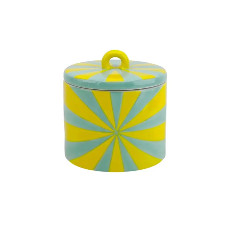 Deco Jar - Swirl - Dolomite - Yellow/Mint - 11x11x11,5cm